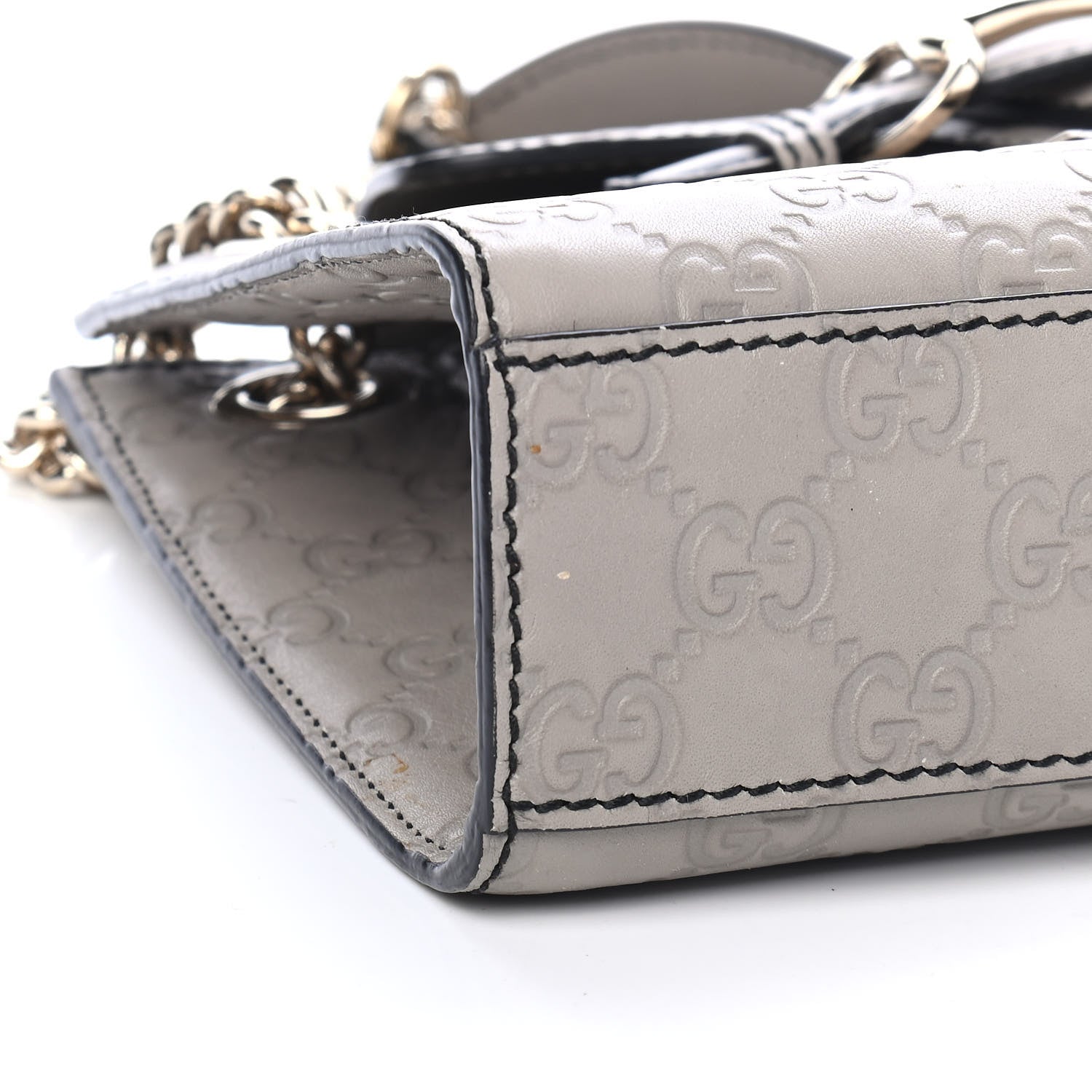 Gucci Guccissima Small Emily Chain Shoulder Bag Storm Grey 8 of 9