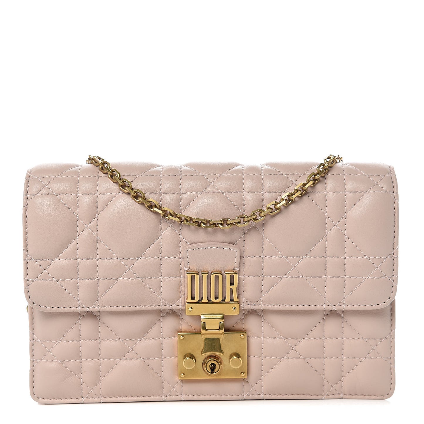 Lambskin Cannage Dioraddict Wallet On Chain Clutch Rose Poudre