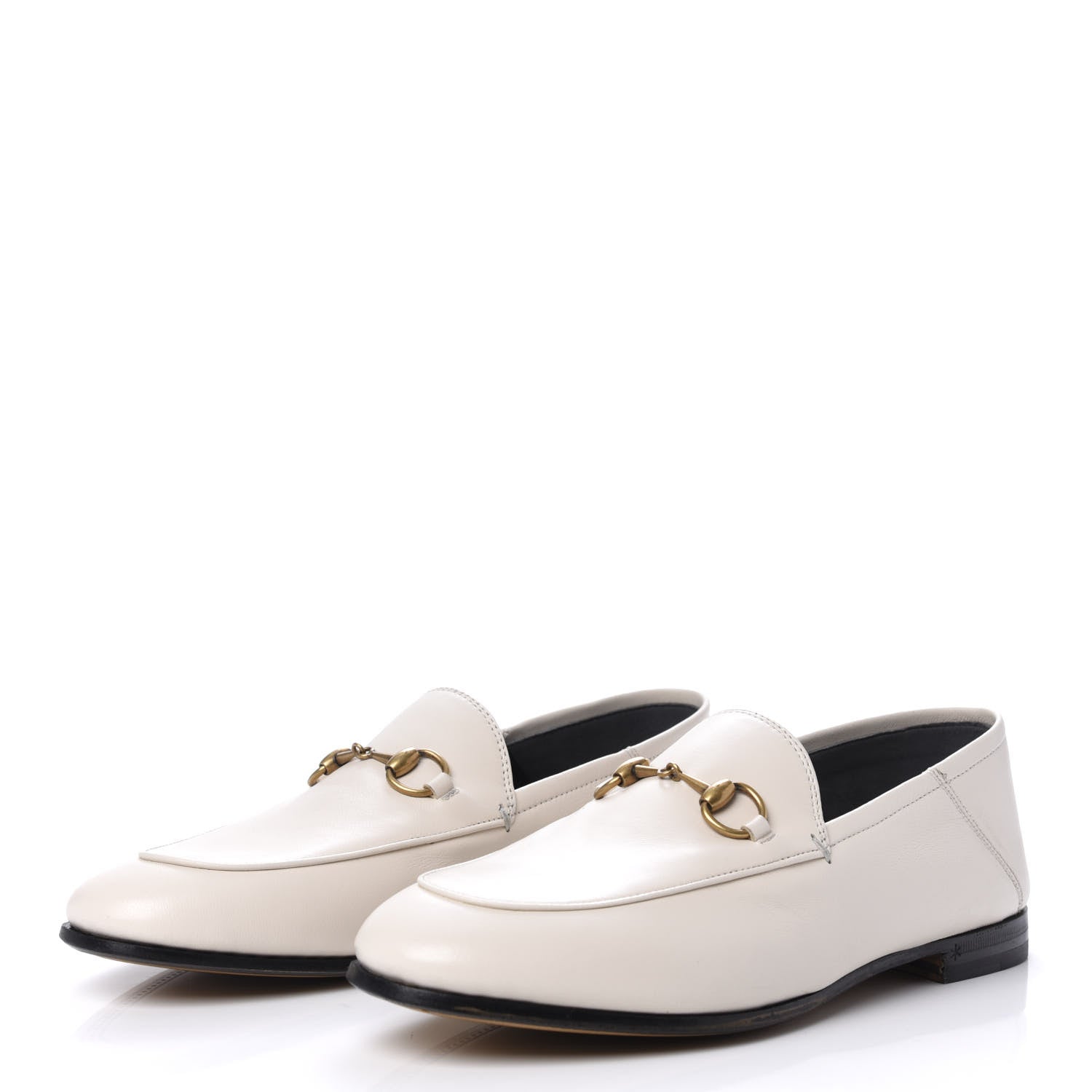 Gucci Lambskin Womens Brixton Horsebit Loafers 37 Mystic White 3 of 11