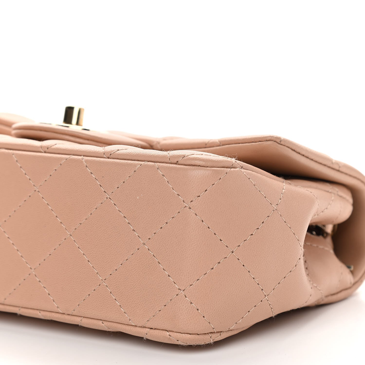 Chanel Lambskin Quilted Mini Rectangular Flap Dark Beige 9 of 10