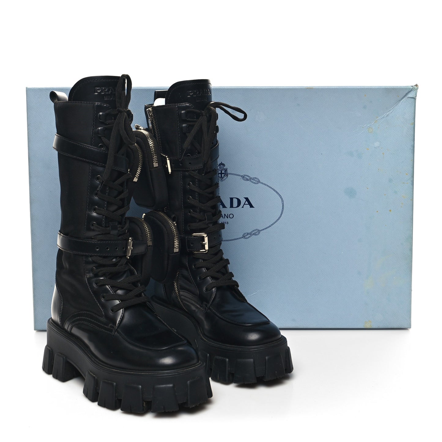 Spazzolato Rois Re-Nylon Metal Triangle Logo Monolith Pouch Pocket 55mm Tall Combat Boots 36 Black