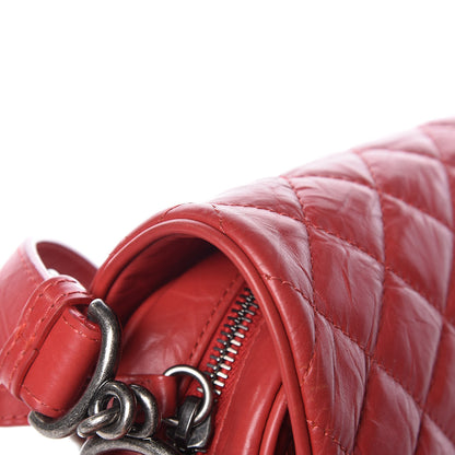Chanel Aged Calfskin Quilted Medium Chain Detail Flap Red 12 of 15