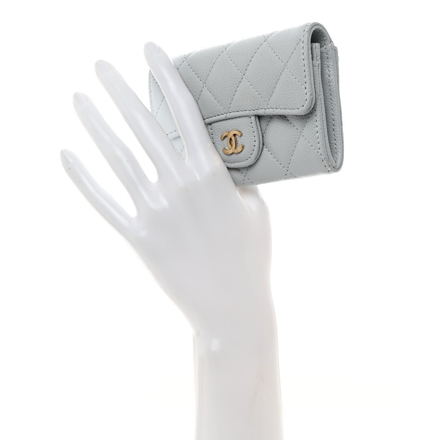 Chanel Caviar Quilted Flap Card Holder Wallet Light Blue 2 of 9