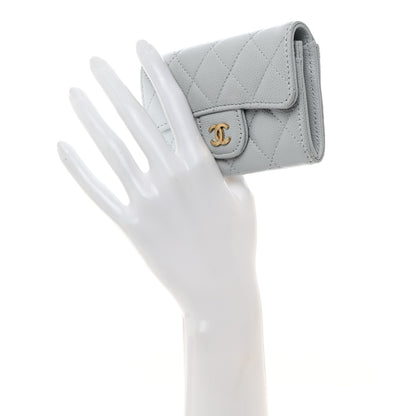 Chanel Caviar Quilted Flap Card Holder Wallet Light Blue 2 of 9