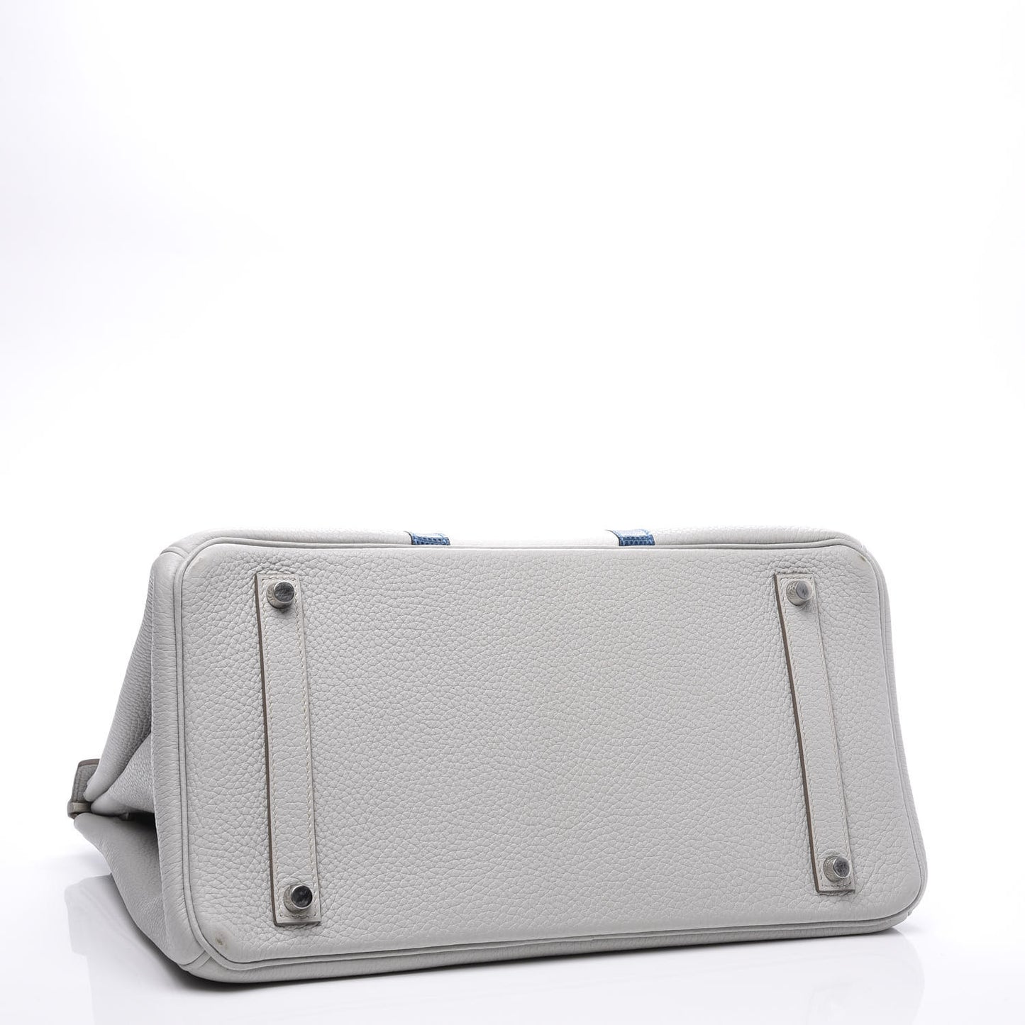Taurillon Clemence Lizard Club Birkin 35 Gris Perle White Mykonos