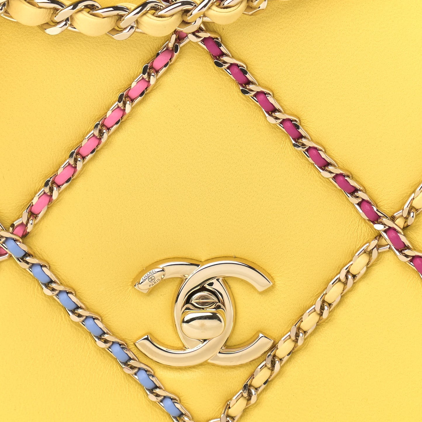 Lambskin Small Entwined Chain Flap Yellow Multicolor