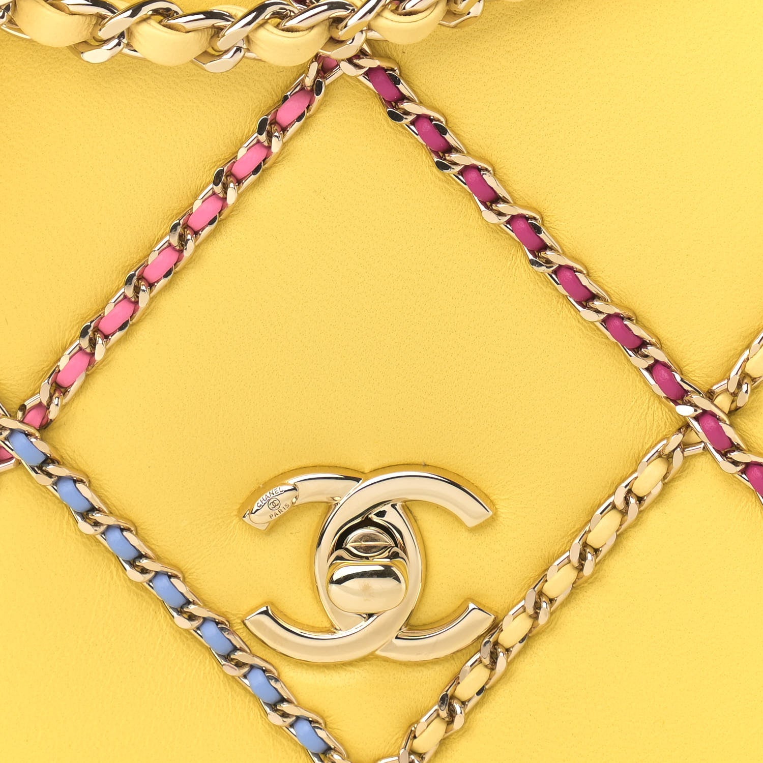 Chanel Lambskin Small Entwined Chain Flap Yellow Multicolor 8 of 11