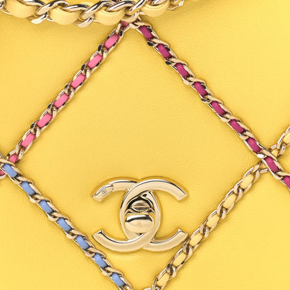 Chanel Lambskin Small Entwined Chain Flap Yellow Multicolor 8 of 11