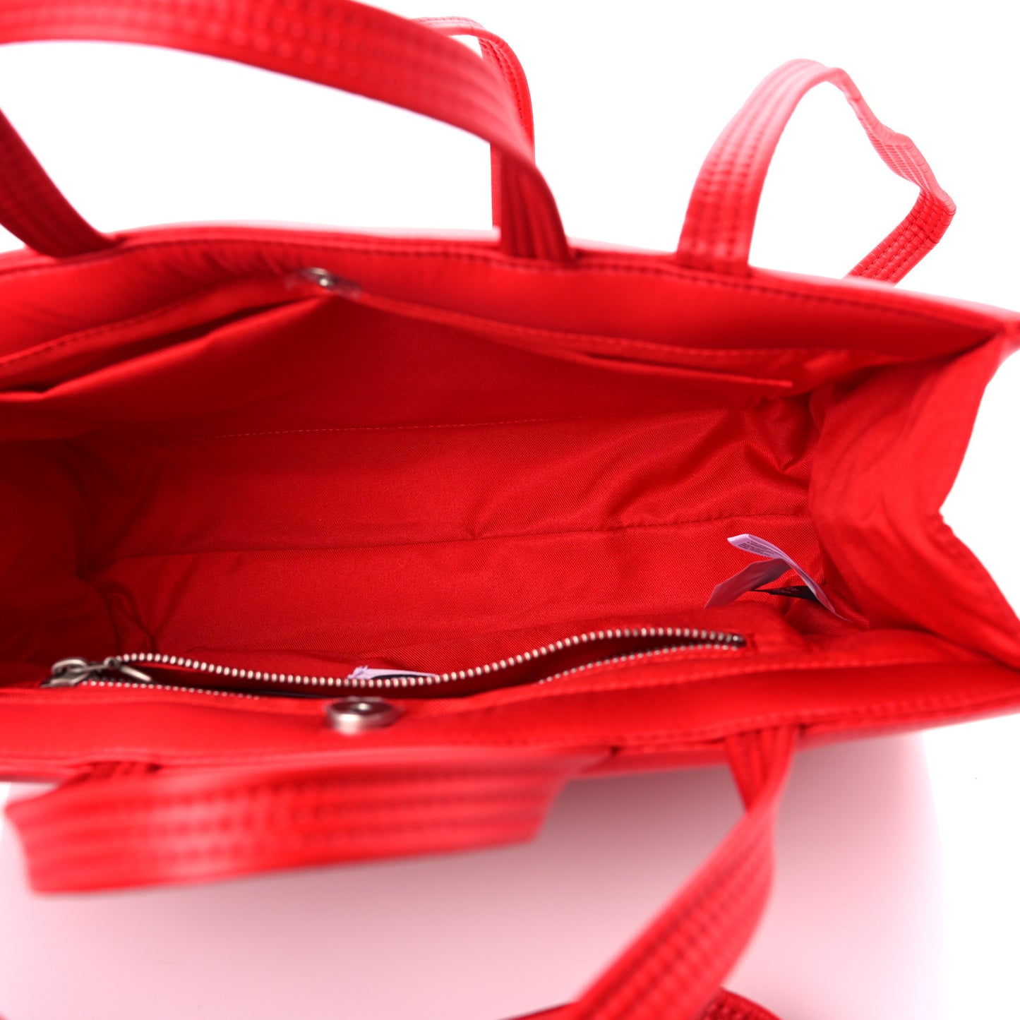 Nylon Medium Puff Shopping Bag Red