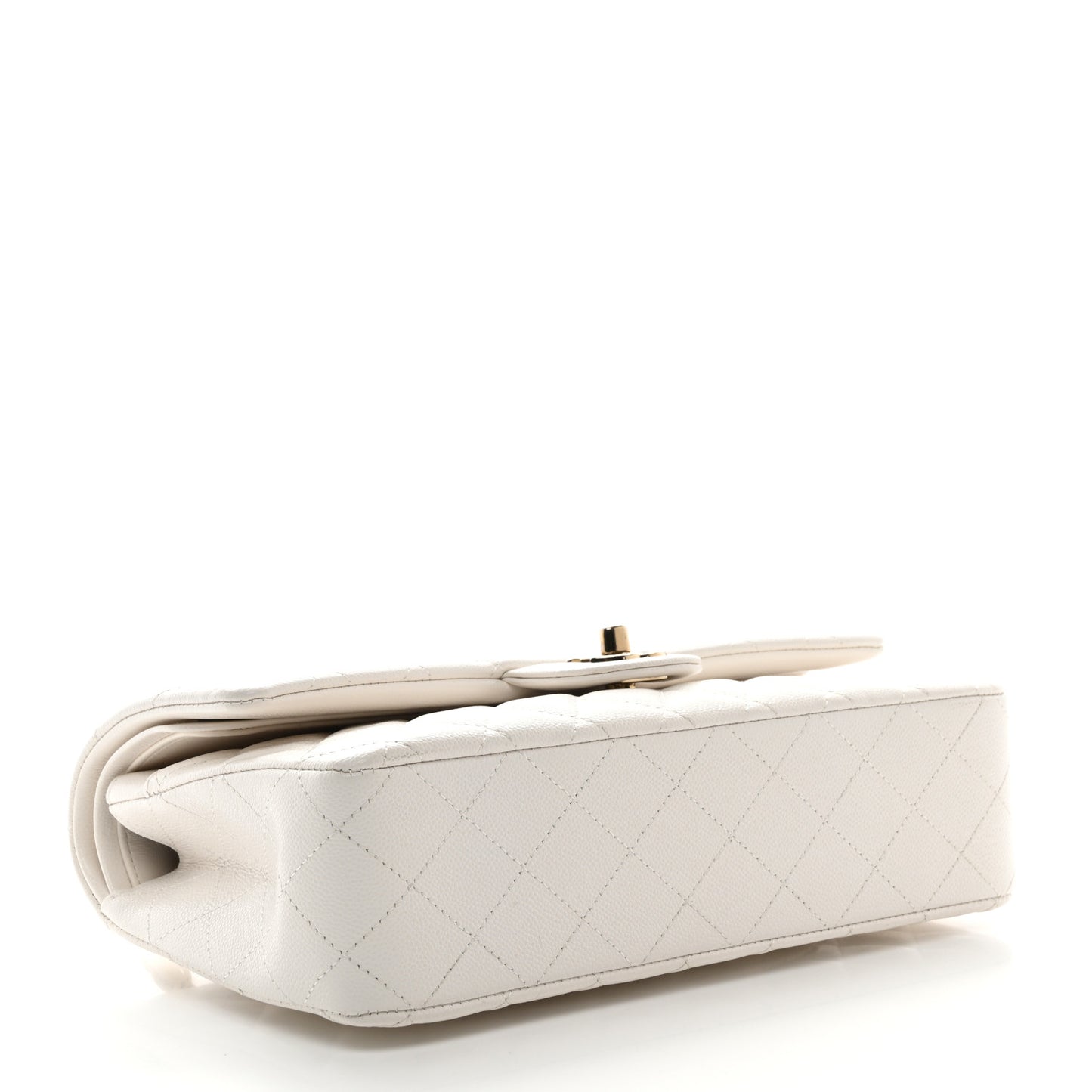 Caviar Quilted Medium Double Flap White