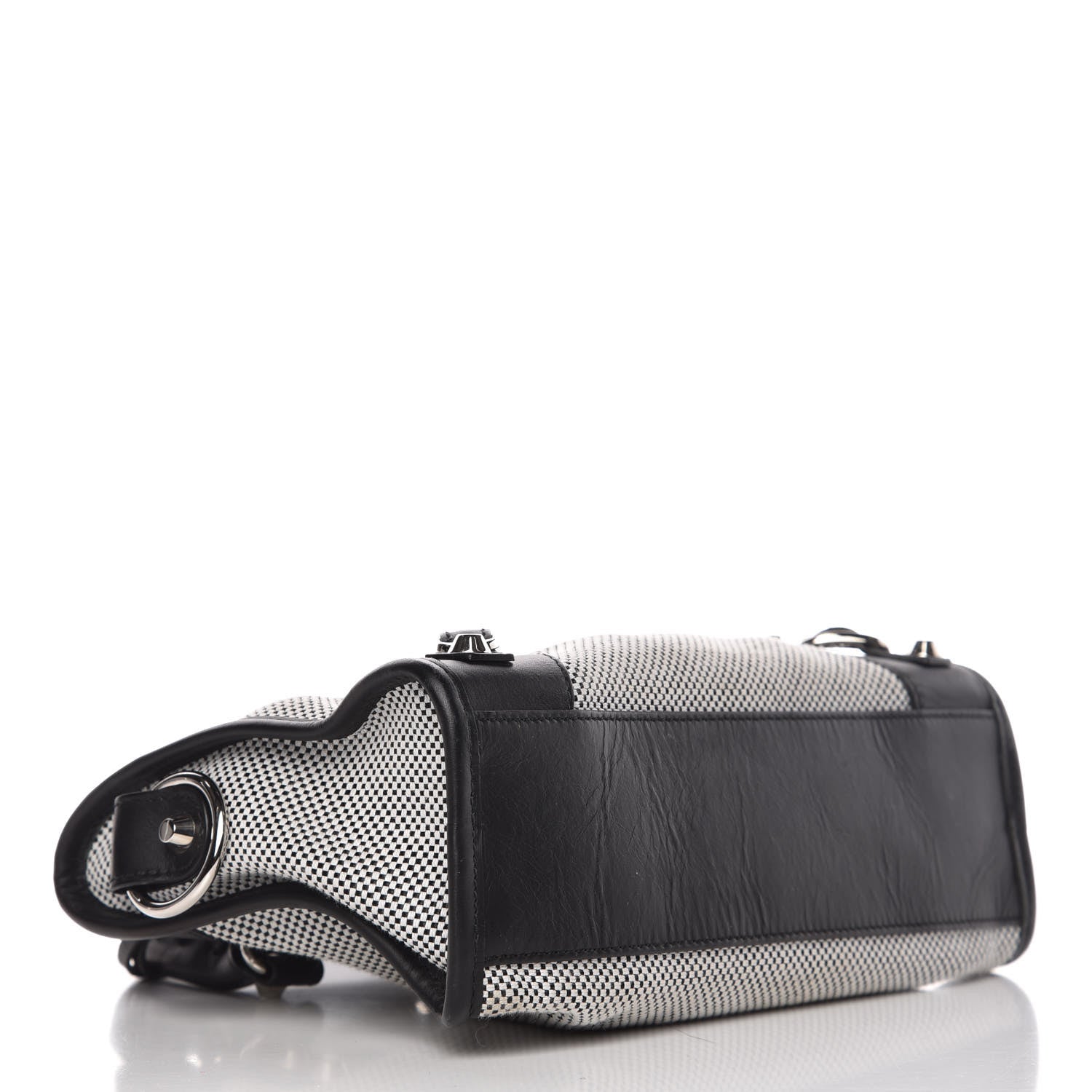 Balenciaga Calfskin Twill Classic Silver Hardware Mini City Black White 4 of 12