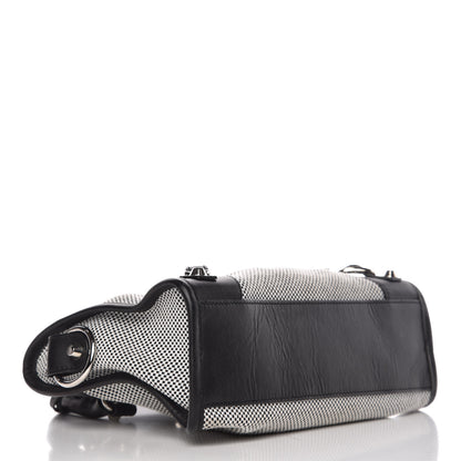 Balenciaga Calfskin Twill Classic Silver Hardware Mini City Black White 4 of 12