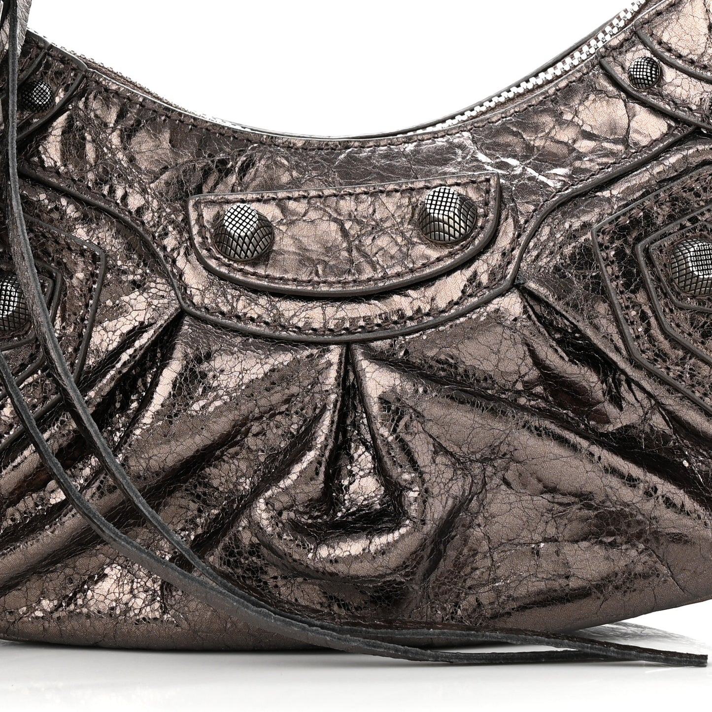 Metallic Agneau Arena Le Cagole Shoulder Bag XS Dark Bronze