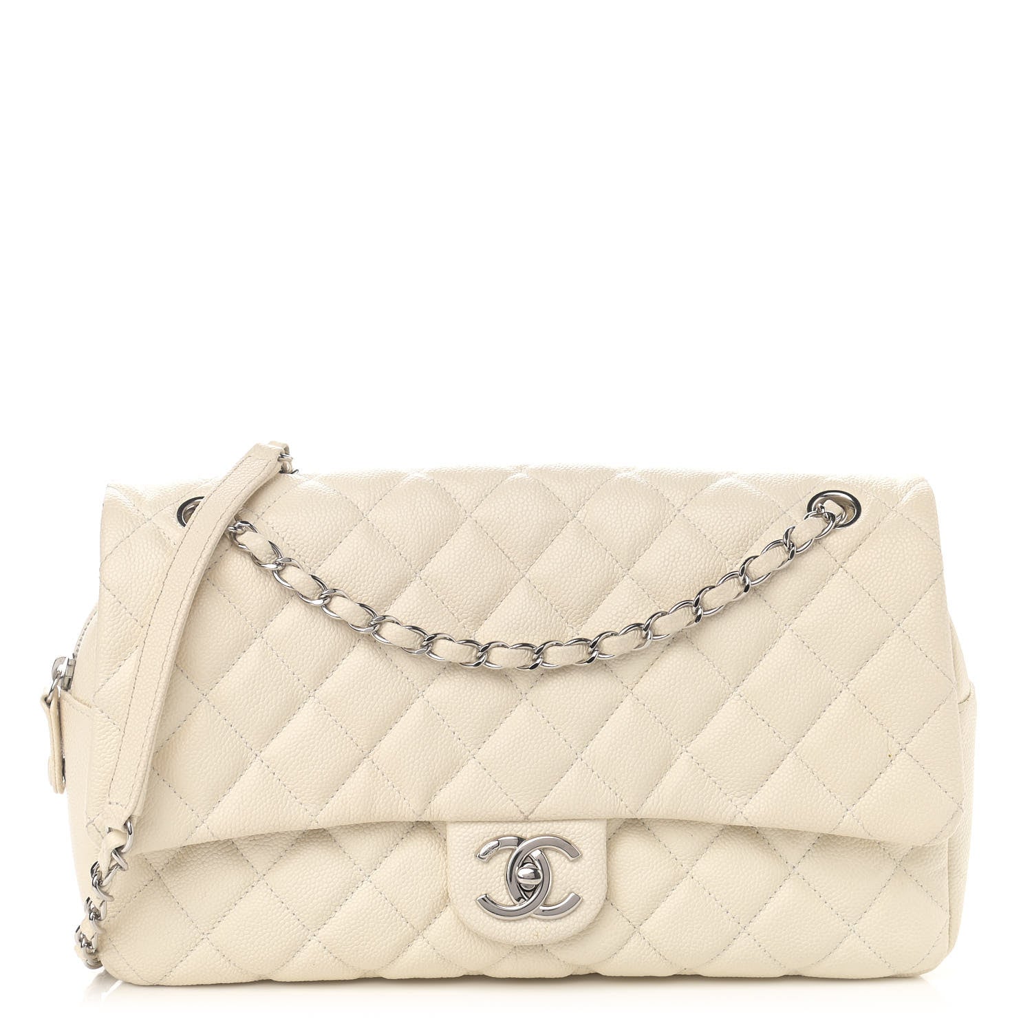 Chanel Caviar Quilted Jumbo Easy Flap Dark White 1 of 13