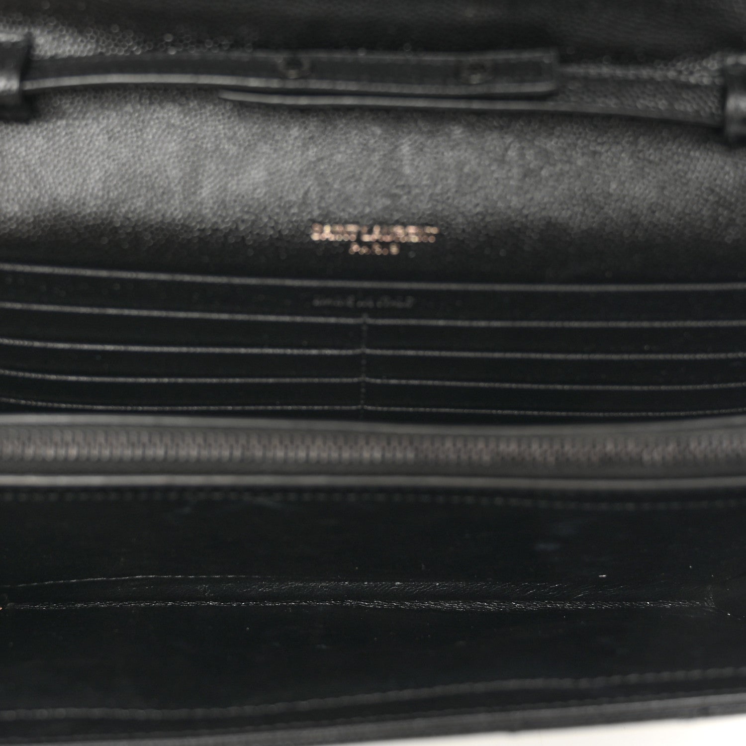 Saint Laurent Grain De Poudre Matelasse Chevron Monogram Monochrome Chain Wallet Black 6 of 9