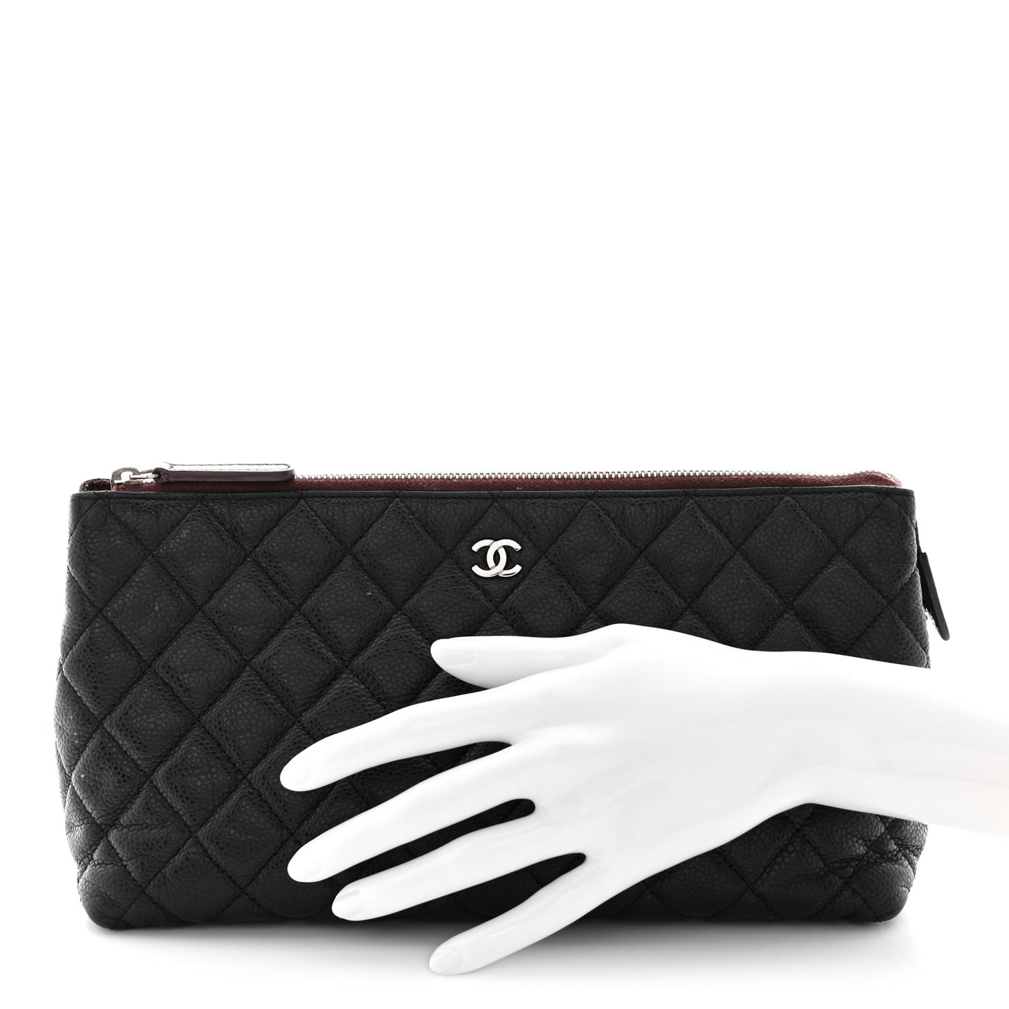Lambskin Quilted Cosmetic Case Black