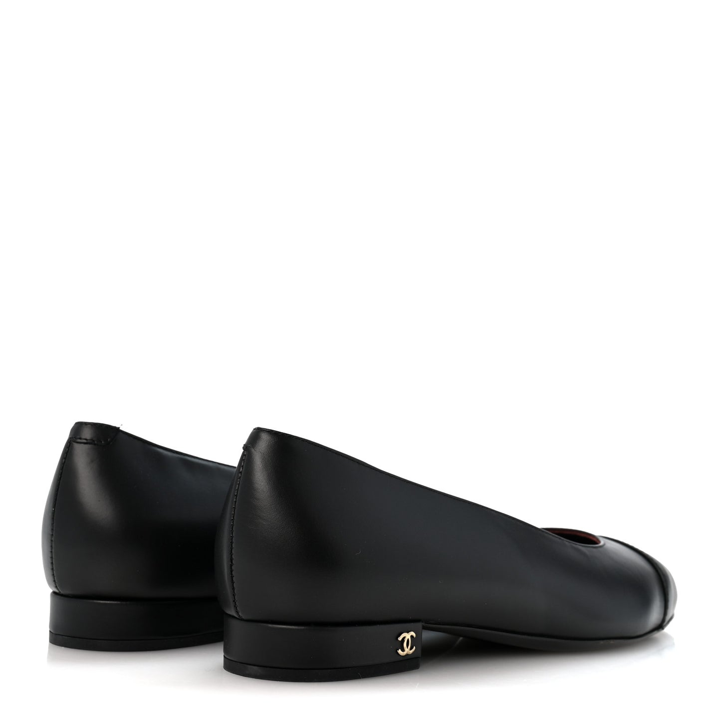 Lambskin Cap Toe CC Uniform Ballerina Flats 41 Black