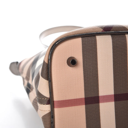 Burberry Patent Nova Check Shopper Tote Nickel 12 of 13