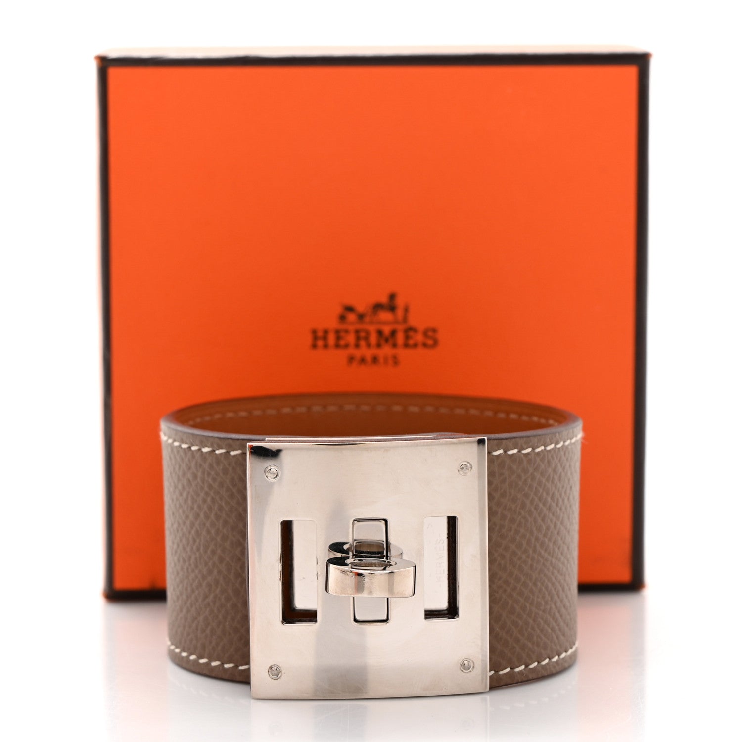 Hermes Epsom Kelly Dog Bracelet Etoupe 6 of 6