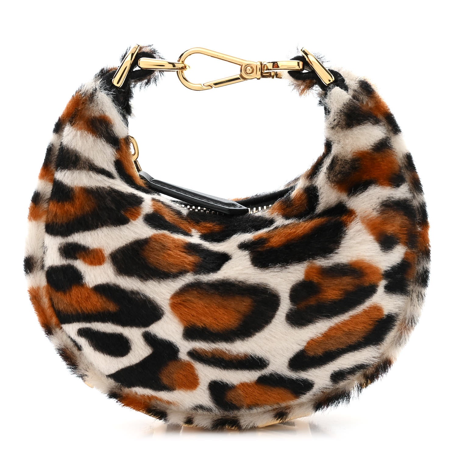 Fendi Sheepskin Vitello Grace Pony Hair Ocelot Nano Fendigraphy Hobo Charm Multicolor Black 1 of 10