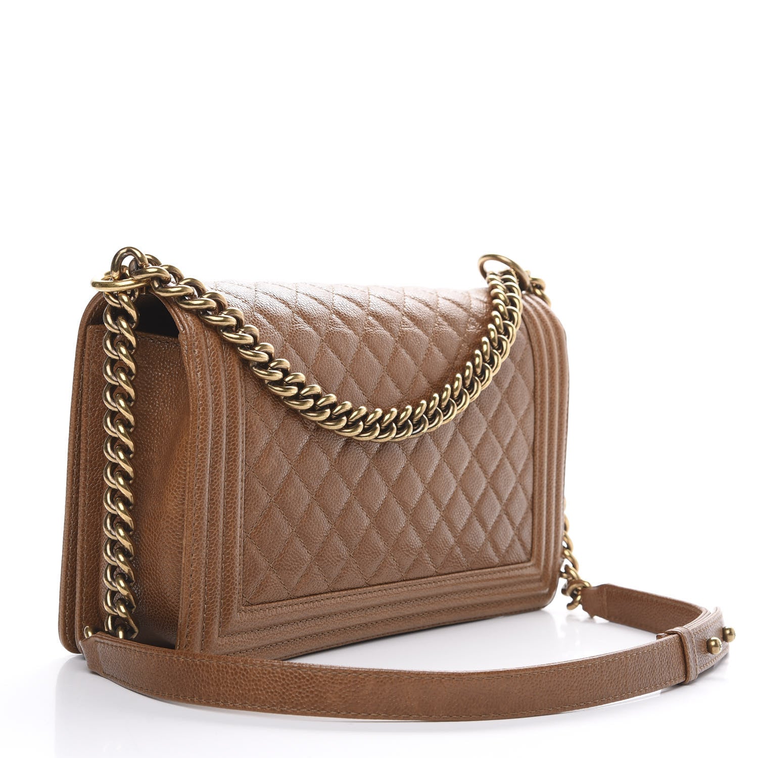 Chanel Caviar Quilted New Medium Boy Flap Light Brown 3 of 15