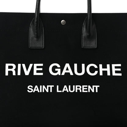 Saint Laurent Linen Calfskin Rive Gauche Tote Black 8 of 11