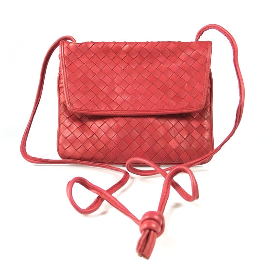 Bottega Veneta Vintage Woven Clutch Bag Red 1 of 9