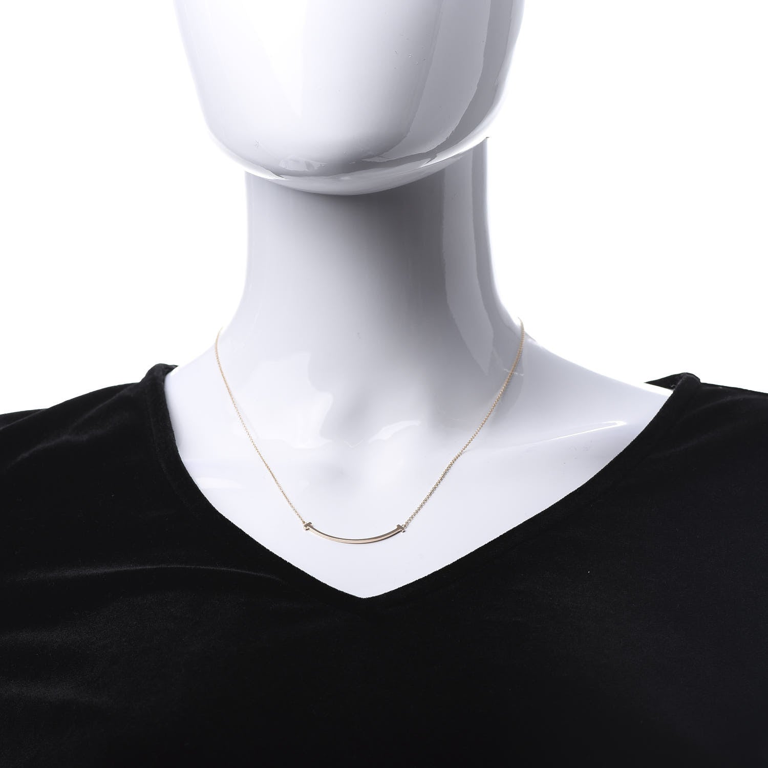 Tiffany 18K Rose Gold Small T Smile Pendant Necklace 2 of 6