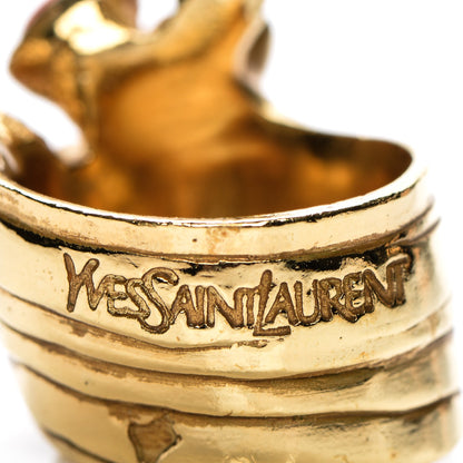 Saint Laurent Arty Dots Ring 7.5 Gold Coral 4 of 4