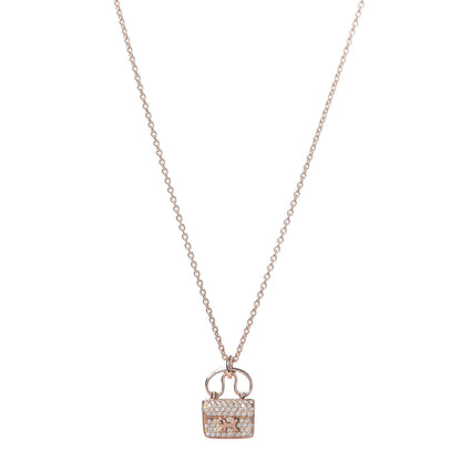 Hermes 18K Rose Gold Diamond Constance Amulette Pendant Necklace 1 of 5