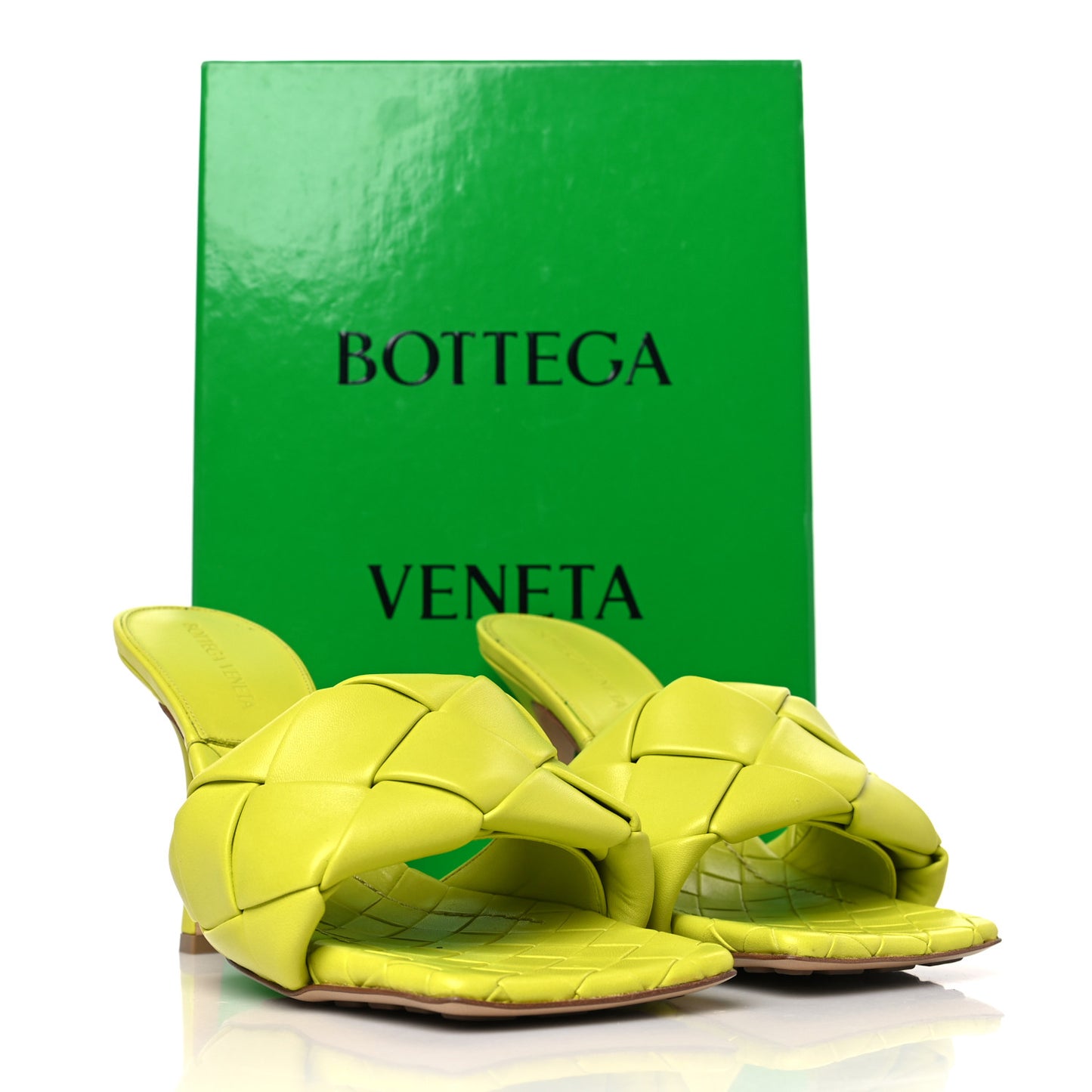 Nappa Maxi Intrecciato Lido 90mm Mule Sandals 38.5 Kiwi