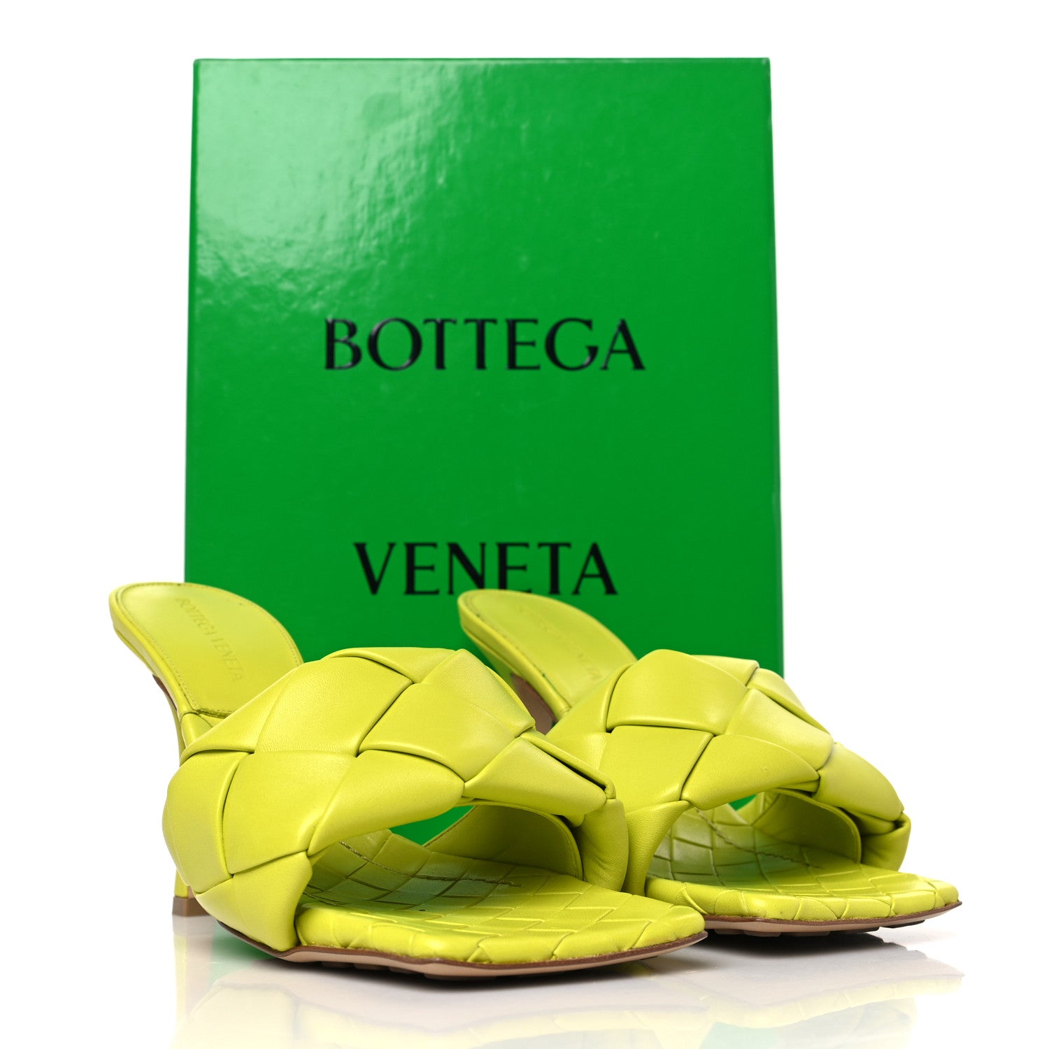 Bottega Veneta Nappa Maxi Intrecciato Lido 90mm Mule Sandals 38.5 Kiwi 10 of 10