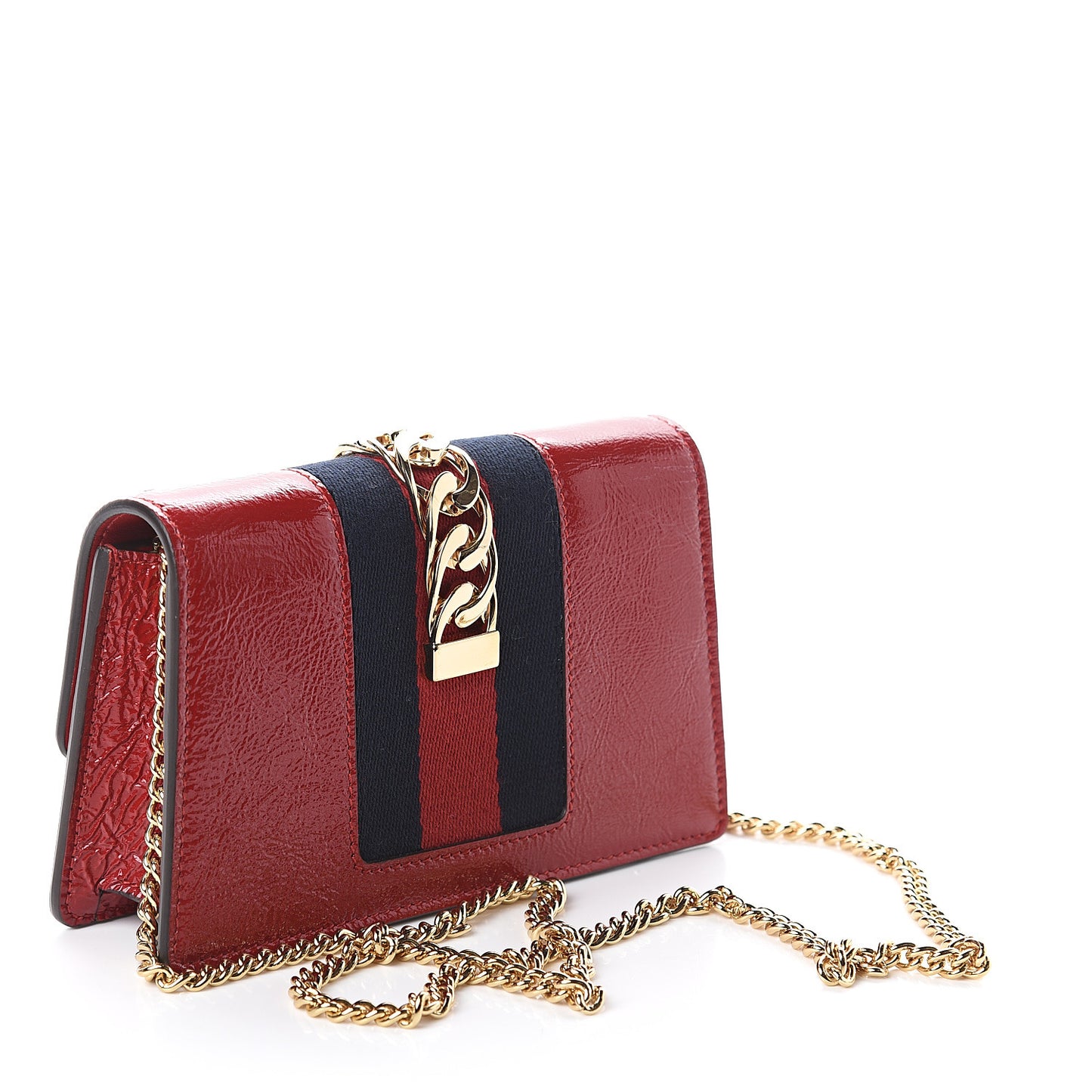 Patent Embroidered Super Mini Sylvie Chain Shoulder Bag Red