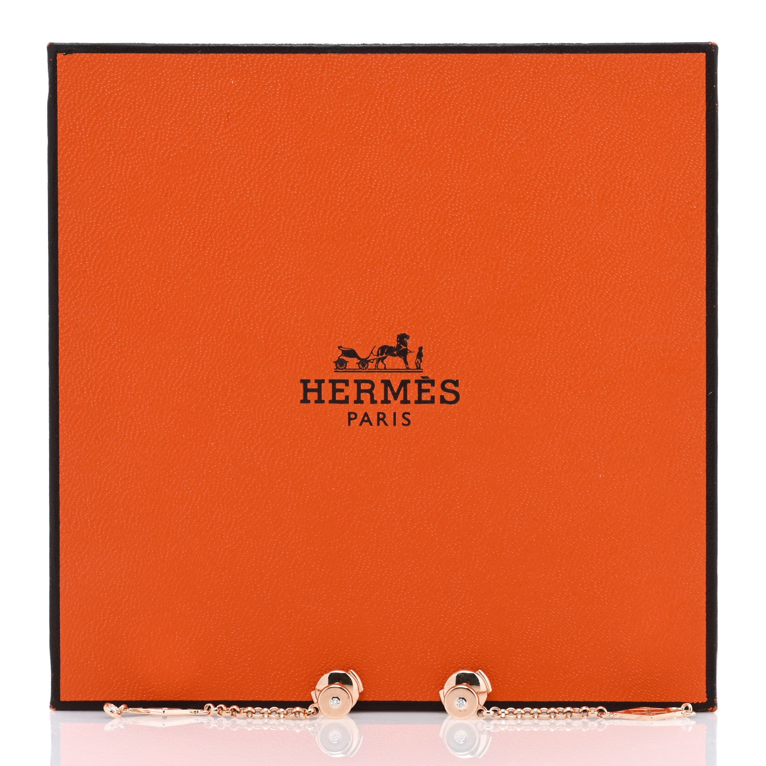 Hermes 18K Rose Gold Diamond Gambade Earrings 5 of 5