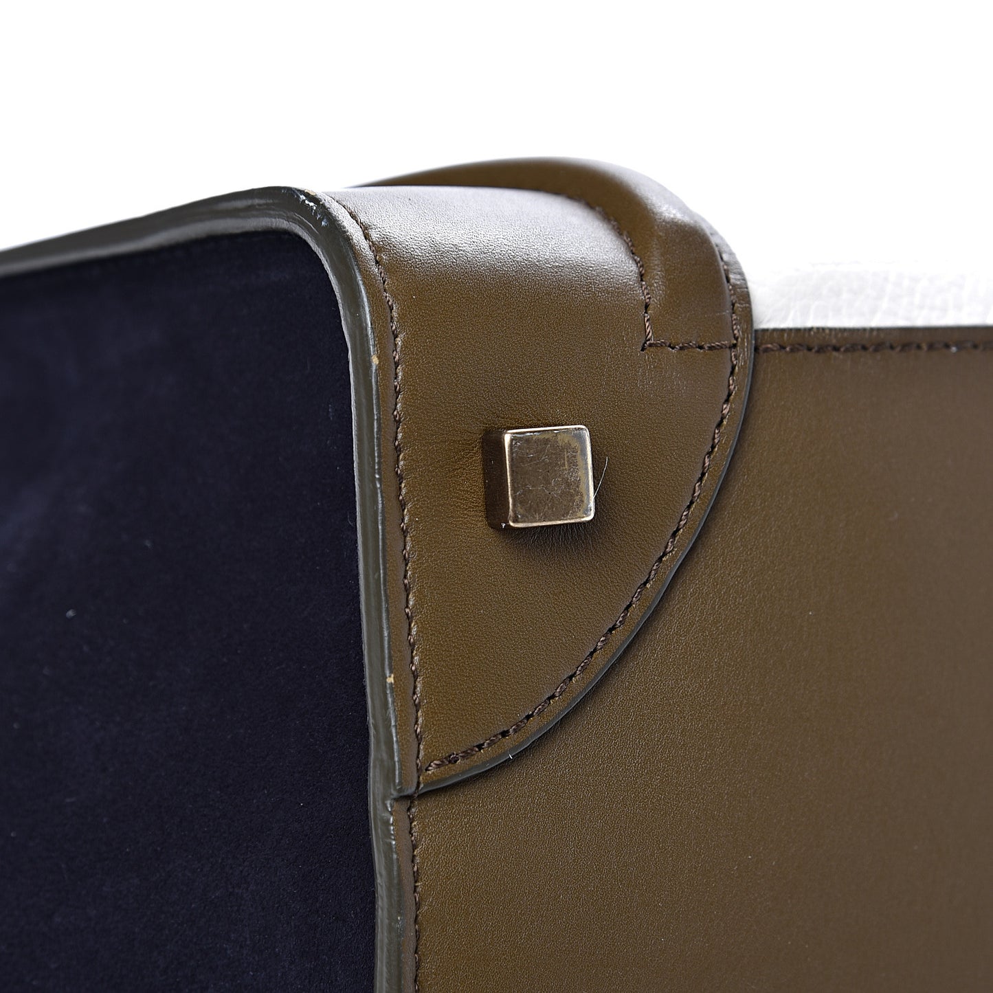 Textured Calfskin Suede Tri-color Mini Luggage Cream
