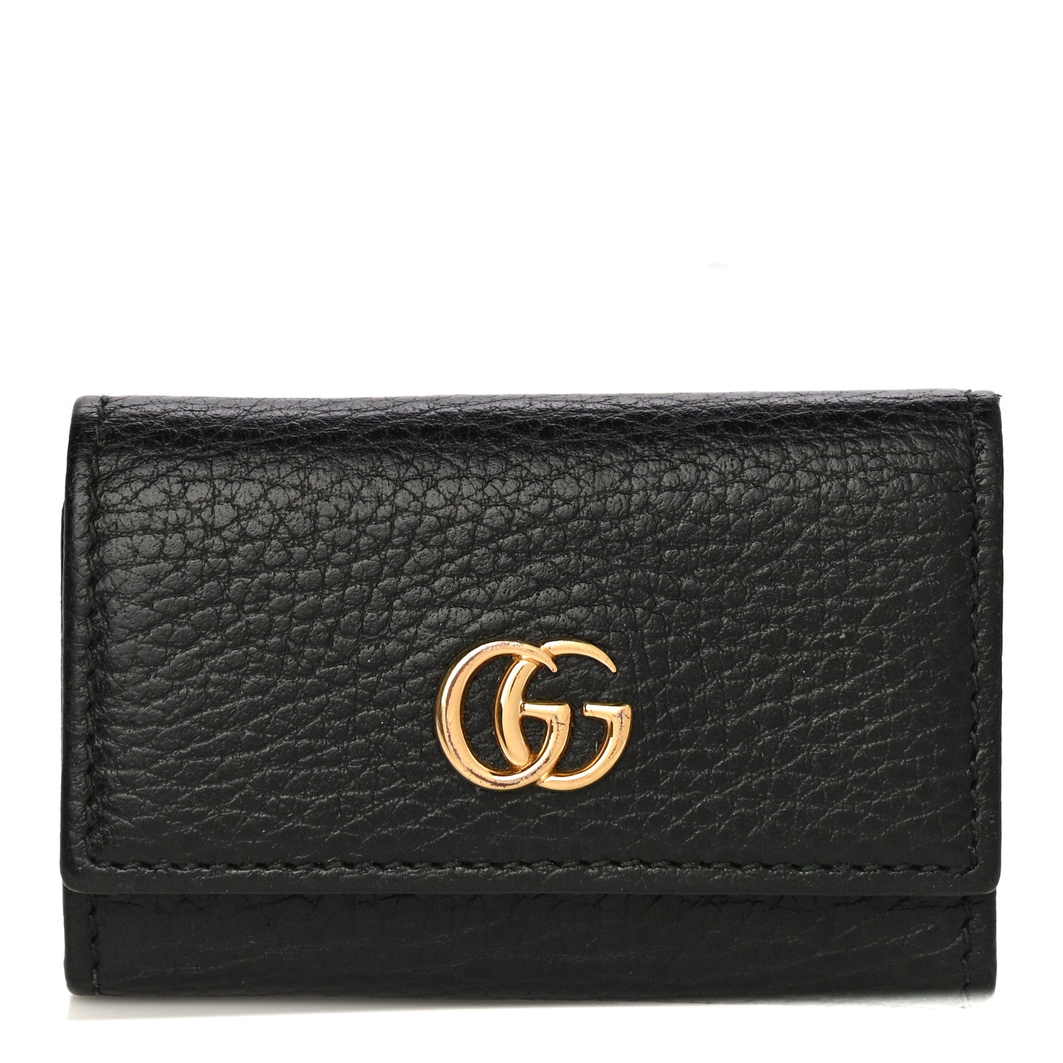 Gucci Pebbled Calfskin GG Marmont 6 Key Holder Black 1 of 9