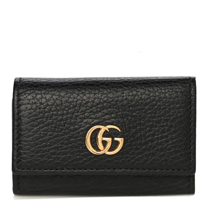 Gucci Pebbled Calfskin GG Marmont 6 Key Holder Black 1 of 9