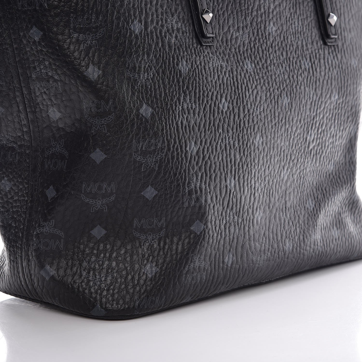 MCM Visetos Medium Anya Zip Top Shopper Tote Black 14 of 16