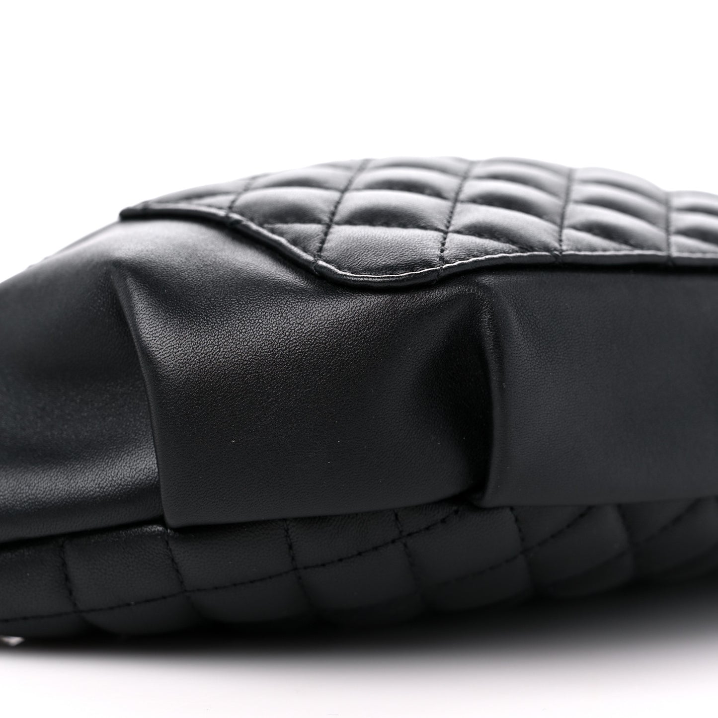 Lambskin Quilted Waist Bag Fanny Pack Black