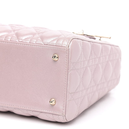 Christian Dior Pearly Lambskin Cannage Medium Lady Dior Lotus 10 of 14