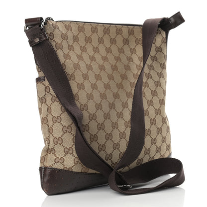 Gucci Monogram Calfskin Perforated Medium Flat Messenger Bag Dark Brown 4 of 11