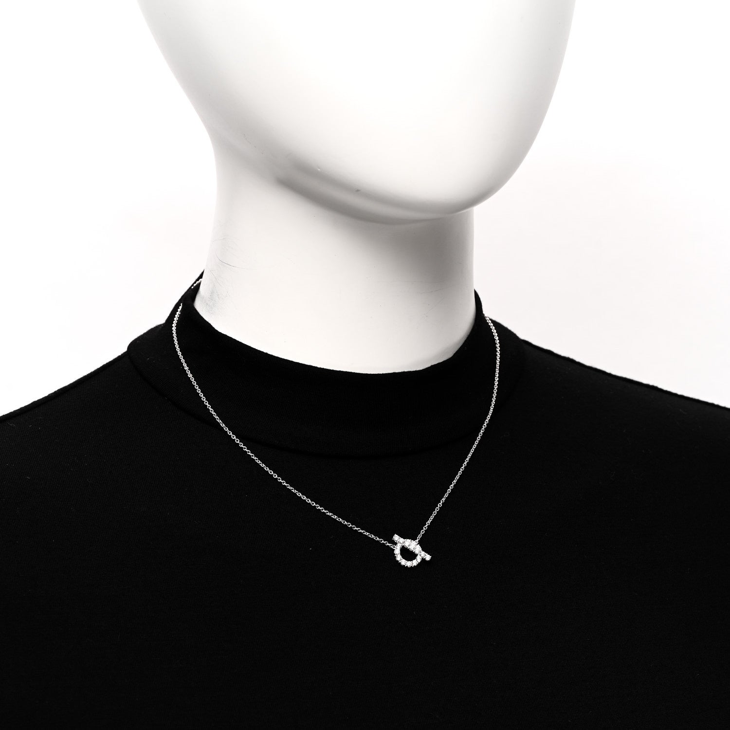 Hermes 18K White Gold Diamond Finesse Pendant Necklace 2 of 6