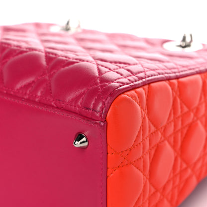 Christian Dior Lambskin Cannage Medium Tri-Color Lady Dior Fuchsia Orange 7 of 37