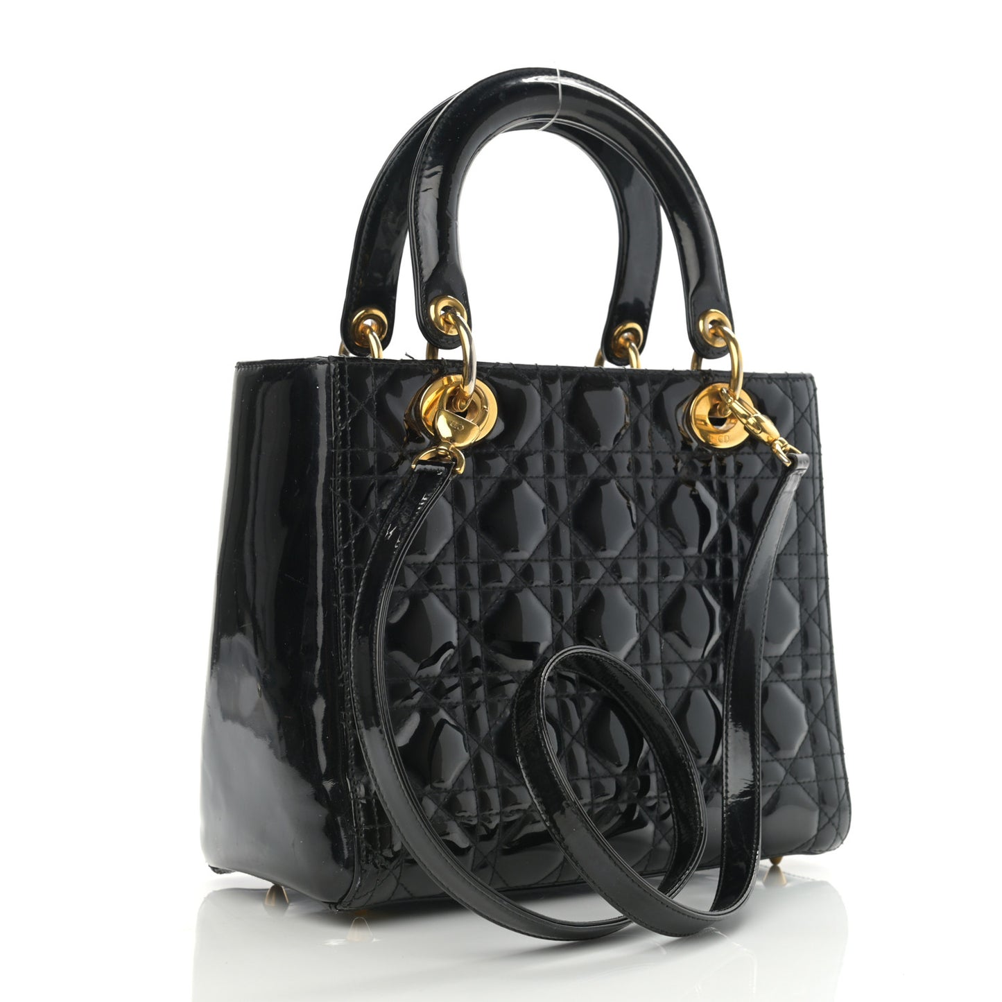 Patent Cannage Medium Lady Dior Black