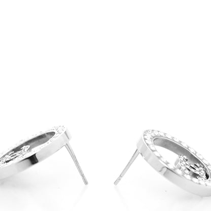Chanel Crystal CC Round Earrings Silver 3 of 4