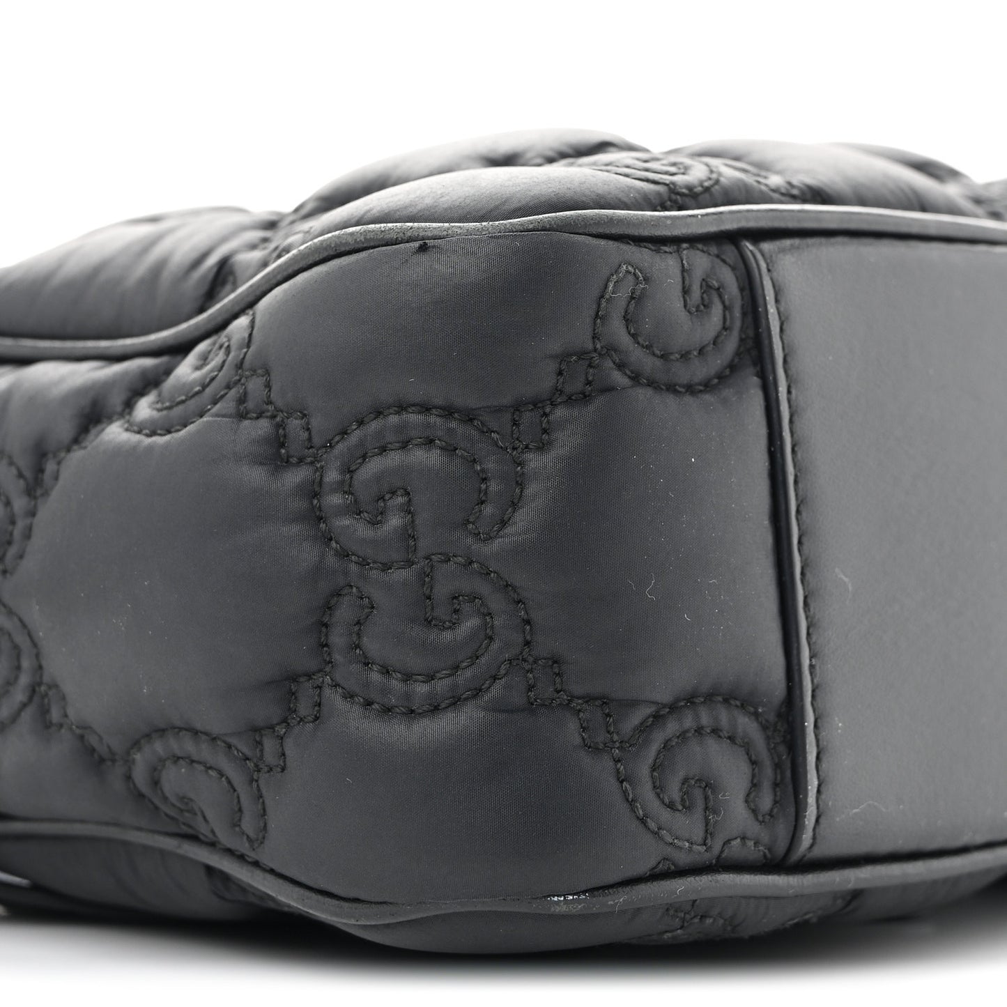 Nylon Calfskin Enamel GG Matelasse Shoulder Bag Black