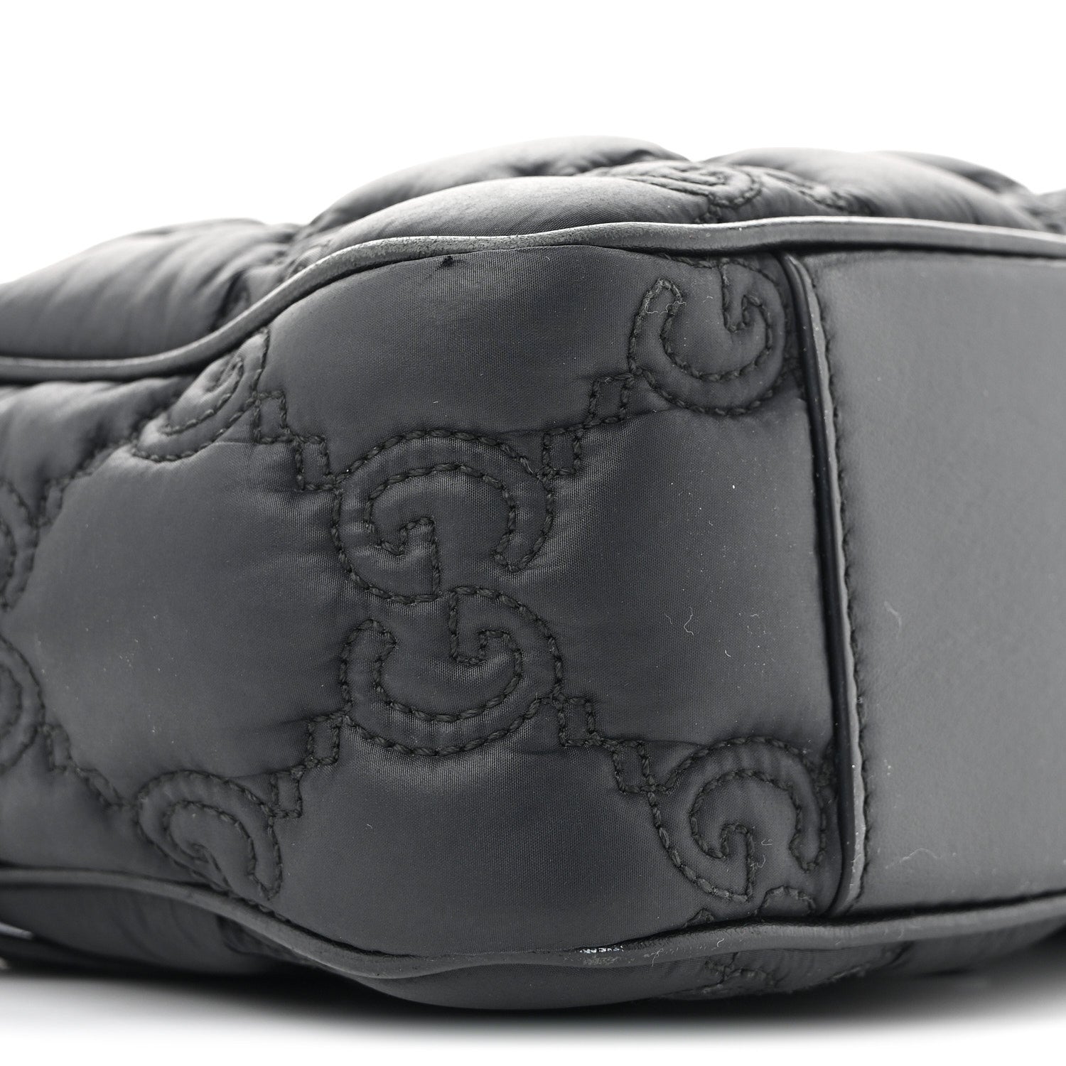 Gucci Nylon Calfskin Enamel GG Matelasse Shoulder Bag Black 9 of 13