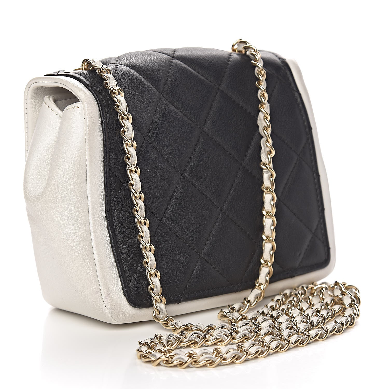 Chanel Lambskin Quilted Graphic Mini Flap Bag Black White 3 of 17