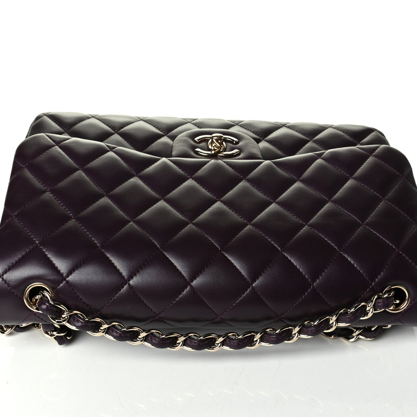 Lambskin Quilted Jumbo Double Flap Purple