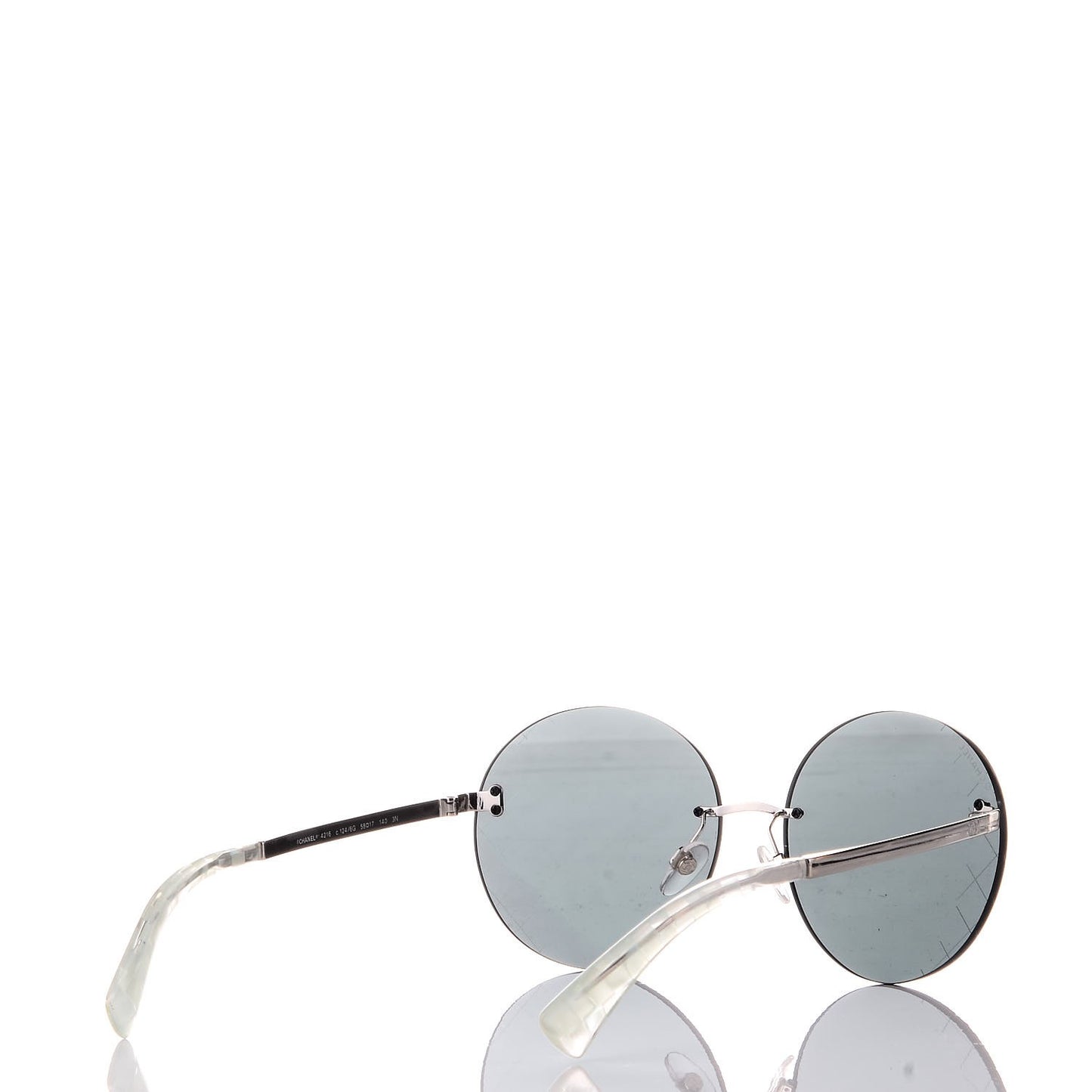 Metal Rimless Round Sunglasses 4216 Silver